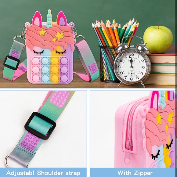 NWOT Rainbow Unicorn Pop It Mini Purse - Picture 9 of 15